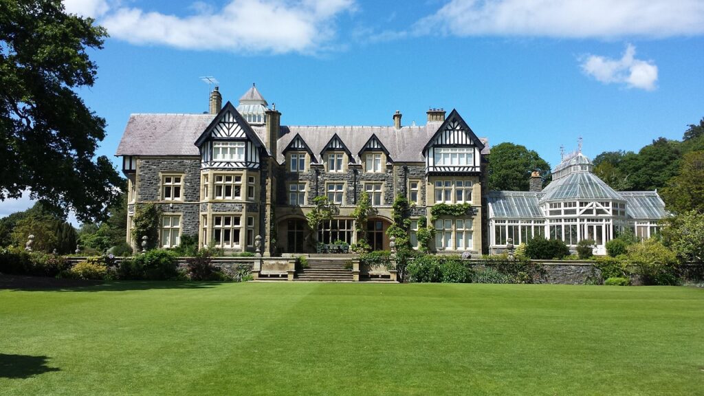 country house, house, nature, estate, plot, green area, lawn, wales, garden